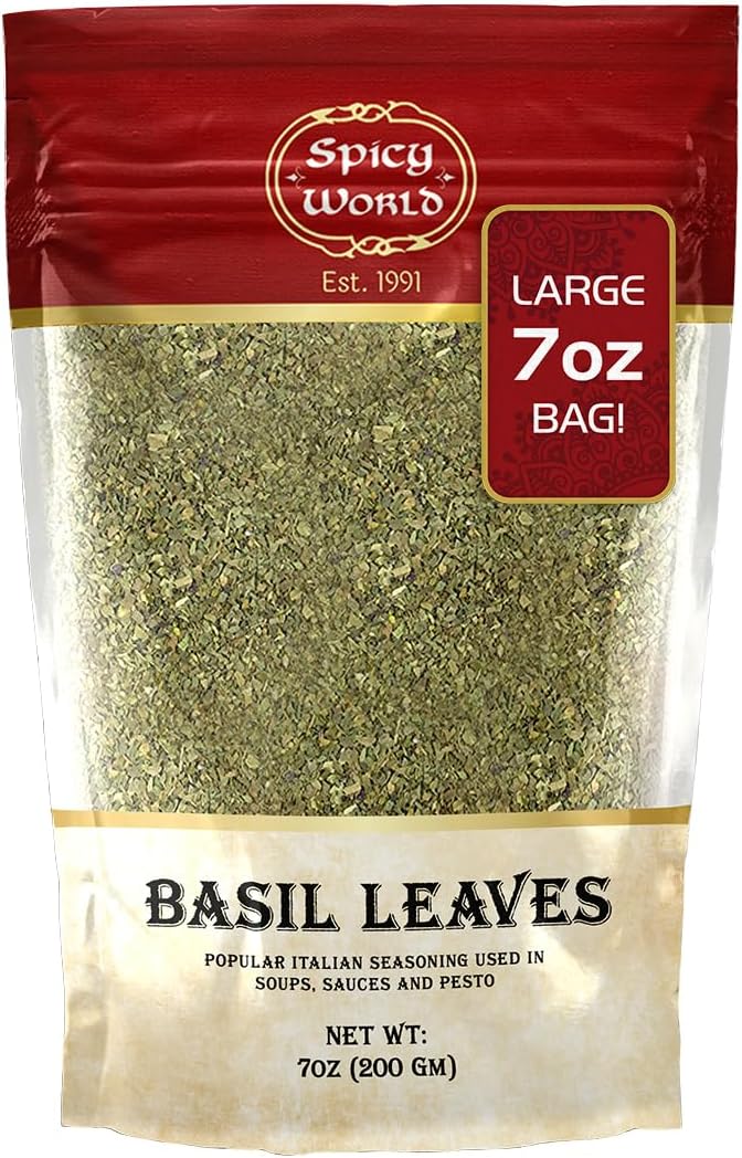 Spicy World Dried Basil Leaves 7oz - Image 1